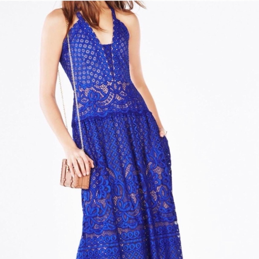 Elegant Blue Lace Dress